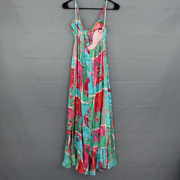 Paper Heart Dress Womens Small Tarot Hearts Maxi Strappy Boho Summer Colorful - Picture 6 of 10